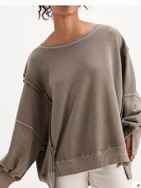 Free People We The Free Graphic Camden Pullover Sweatshirt Green Size S